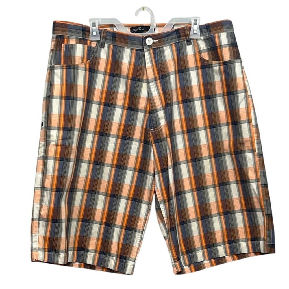 Riflessi Mens Size 40 PolyCotton Long Plaid Board Golf Shorts w Pockets